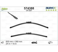 VALEO Silencio Tergicristalli VF397 Kit di Spazzole tergicristallo originali Flat Blade ad Alte Prestazioni, Maggior Visibilità su Strada 600mm/380mm Anteriore Confezione da 2 574388