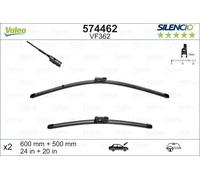 VALEO Silencio Tergicristalli VF362 Kit di Spazzole tergicristallo originali Flat Blade ad Alte Prestazioni, Maggior Visibilità su Strada 600mm/500mm Anteriore Confezione da 2 574462