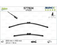 VALEO Kit spazzole tergicristallo 577824 600/450 mm anteriore flat blade