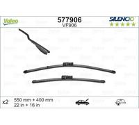 VALEO Silencio VF906 Kit di Spazzole tergicristallo originali Flat Blade ad Alte Prestazioni, Maggior Visibilità su Strada, Facile Installazione 550mm/400mm Confezione da 2 577906
