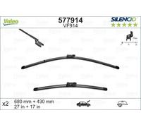 VALEO Silencio Tergicristalli VF914 Kit di Spazzole tergicristallo originali Flat Blade ad Alte Prestazioni, Maggior Visibilità su Strada 680mm/425mm Anteriore Confezione da 2 577914