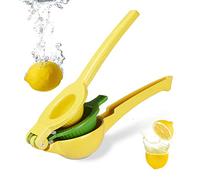 2x Spremiagrumi Manuale, Spremifrutta Resistente 2in1, Limoni e Limette, Bar, HxLxP: 5,5 x 7,5 x 22 cm, Giallo