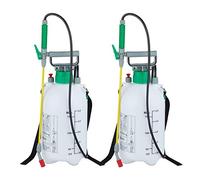 2X Spruzzatore a Pressione da 5 l, Irroratore, Tubo & Ugello, Erogatore da Giardino, 3 Bar Regolabile, Bianco