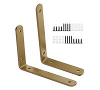 2x Staffe Per Mensole Dorate, Reggimensola a Parete Ad Angolo Retto a Forma Di L, Supporto Per Mensola Galleggiante Pesanti, Staffe Decorative Industriali Per Casa/ufficio,Gold-15x10cm/5.9*3.9in