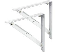 2x staffe per mensole Pieghevole Consolle Angolo Bianco Acciaio Supporto
