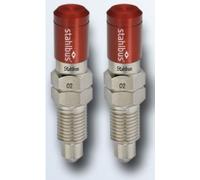 2x Stahlbus Schnell-Entlüfterschraube 3/8 Zoll-24UNFx16 Alukappen Rosso