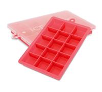 INTIRILIFE 2X Stampi per cubetti di Ghiaccio in Rosso - Set di 2 stampi in Silicone per cubetti di Ghiaccio a 15 Scomparti con Coperchio - Vaschetta Flessibile per cubetti di Ghiaccio Bloccabile
