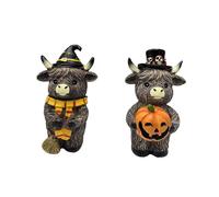2x statuetta di mucca autunnale delle Highlands, statuette di mucca