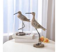 2x statuette di gabbiano in legno, ideali come regalo, scultura di uccelli