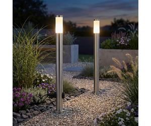 2X Stehleuchte Da Giardino Esterna Con Presa E27 Opal IP44 Acciaio 110 cm [EEK: Non valutato]
