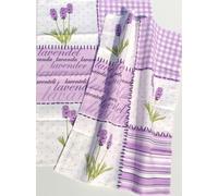 2X Strofinacci Lavanda Kracht Cucina Teli Mezzo Lino Fiori Erbe Viola