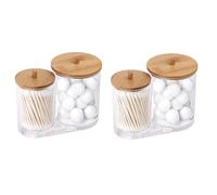 2X Supporto per Tamponi di Cotone con Coperchi Nel Bambù, Supporto per Cott8368