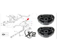 2X SUPPORTO TERMINALE MARMITTA RINFORZATO PER FIAT 500 (312)PANDA 169 DAL 2003