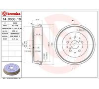 2x Tamburo freno 14.D636.10 BREMBO per TOYOTA HILUX VII Pick-up