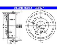 ATE Freno a Tamburo Freni Posteriore Ø112mm per Mercedes Benz a Class W168