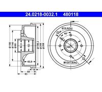2x Tamburo freno 24.0218-0032.1 ATE per RENAULT DACIA