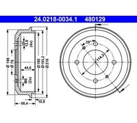 2x Tamburo freno 24.0218-0034.1 ATE per HYUNDAI ACCENT I ACCENT Tre volumi