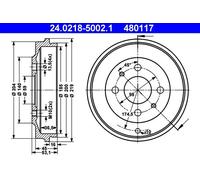 2x Tamburo freno 24.0218-5002.1 ATE per FIAT SEICENTO / 600 PALIO ALBEA