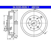 2x Tamburo freno 24.0220-0026.1 ATE per MAZDA 323 S IV 323 C IV 323 F IV MX-3