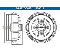 ATE 24.0220-0049.1 Tamburo freno