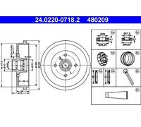ATE Freni a Tamburo 24.0220-0718.2 Tamburo Freno VW,SKODA,AUDI,POLO (6N2),Polo Hatchback (6N1),GOLF III (1H1),GOLF II (19E, 1G1),Polo Variant (6V5)
