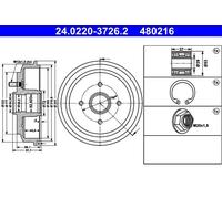ATE Tamburo freno per FORD MAZDA 24.0220-3726.2