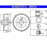 2x Tamburo freno 24.0220-3737.2 ATE per DACIA RENAULT