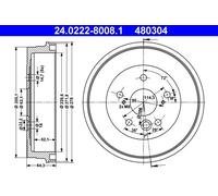 ATE 24.0222-8008.1 Tamburo freno