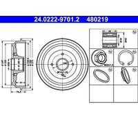 ATE 24.0222-9701.2 Tamburo freno