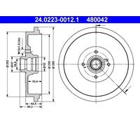 2x Tamburo freno 24.0223-0012.1 ATE per VW PASSAT B3/B4 PASSAT B3/B4 Variant