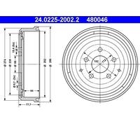 2x Tamburo freno 24.0225-2002.2 ATE per VW TRANSPORTER T3 Autobus
