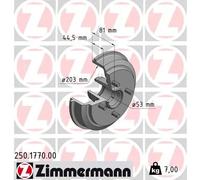 2x Tamburo freno 250.1770.00 ZIMMERMANN per FORD FIESTA V FUSION