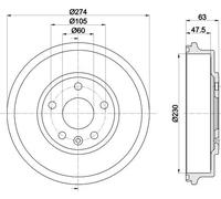 2x Tamburo freno 8DT 355 302-601 HELLA PAGID per CHEVROLET AVEO Hatchback