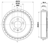 2x Tamburo freno 8DT 355 303-251 HELLA