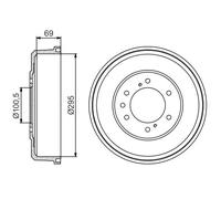 2x Tamburo freno Assale posteriore 0 986 477 165 BOSCH per NISSAN PICK UP NAVARA