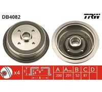 2x Tamburo freno DB4082 TRW per AUDI 80 B3 Tre volumi 90 B3 90 B2 COUPE B2