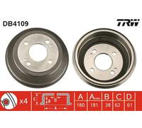 2x Tamburo freno DB4109 TRW per ROVER HONDA