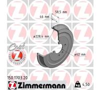 2x Tamburo freno rivestito 150.1703.20 ZIMMERMANN per BMW 3 3 Cabriolet