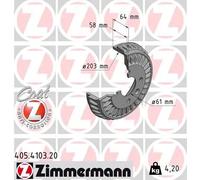 2x Tamburo freno rivestito 405.4103.20 ZIMMERMANN per SMART FORTWO Coupé