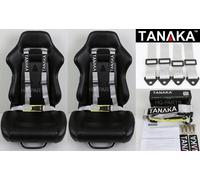 2X Tanaka Universale Grigio 4 PT Fibbia da Corsa Sedile Cintura Bardatura Per