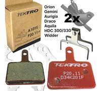2x Tektro P20.11 Resina Bicicletta Pastiglia Freno 2 Pistoni Rosso (2 Paio)