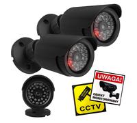 Maclean IR1800 Telecamera finta lampeggiante LED IP44 | Staffa regolabile per esterni e interni, adesivo di avvertimento efficace protezione preventiva (2, nero)