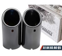 2x TERMINALE SCARICO NERO LUCIDO ACCAIO INOX PER AUDI A1 8X A6 S6 C7 Q5 8R A5 S5