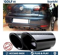 2X TERMINALI di Scarico per VW GOLF 6 in ACCIAIO Inox NERO Clip Plug & Play