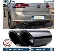 2X TERMINALI di Scarico per VW GOLF 7 in ACCIAIO Inox NERO Clip Plug & Play