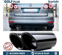 2X TERMINALI di Scarico per VW GOLF PLUS in ACCIAIO Inox NERO Clip Plug & Play