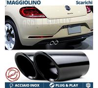 2X TERMINALI di Scarico per VW MAGGIOLINO in ACCIAIO Inox NERO Clip Plug & Play