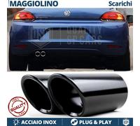 2X TERMINALI di Scarico per VW SCIROCCO 3 in ACCIAIO Inox NERO Clip Plug & Play