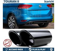 2X TERMINALI di Scarico per VW TOURAN 2 in ACCIAIO Inox NERO Clip Plug & Play