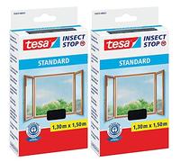2x Tesa 55672-00021-03 Zanzariera per Finestra, Qualità Standard, Antracite